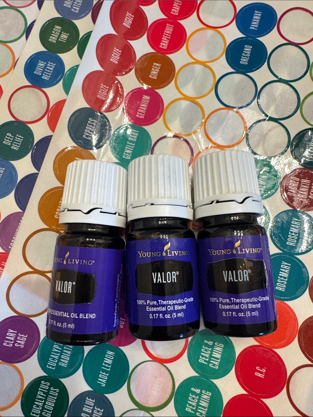 Young Living Valor Essential Oil Bottles - Purple Labels